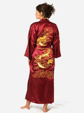 Bata kimono de satén para hombre con dragón bordado