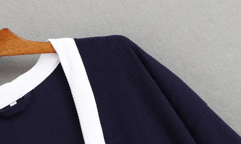 Bata kimono de tejido waffle con escote en V