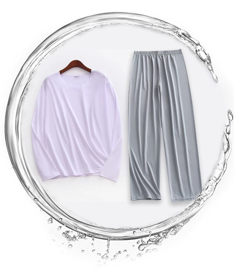 Pijama liviano para hombre con elastano y manga larga