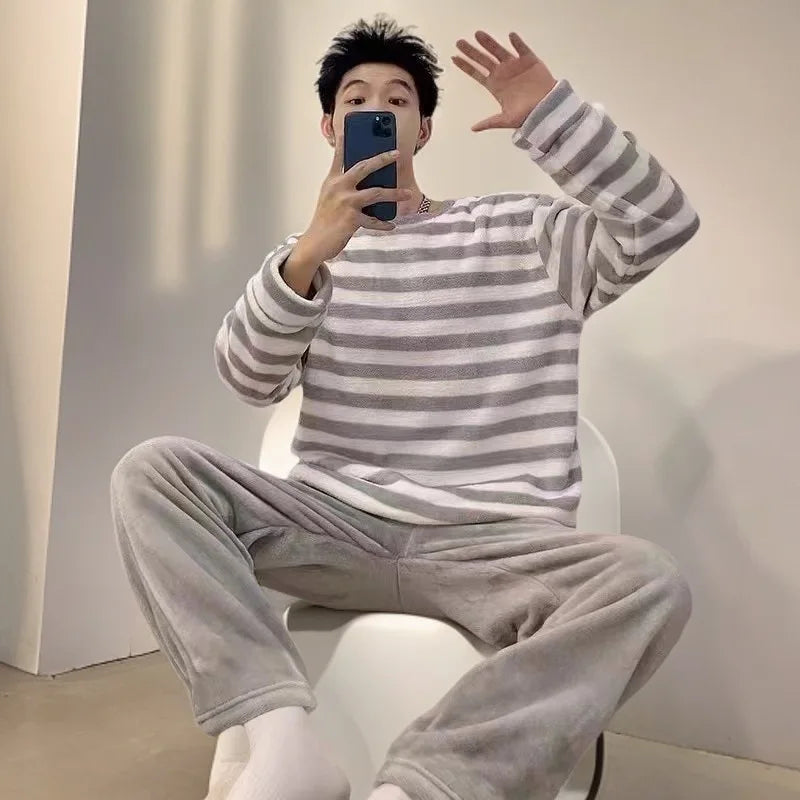 Pijama de franela estampada para hombre