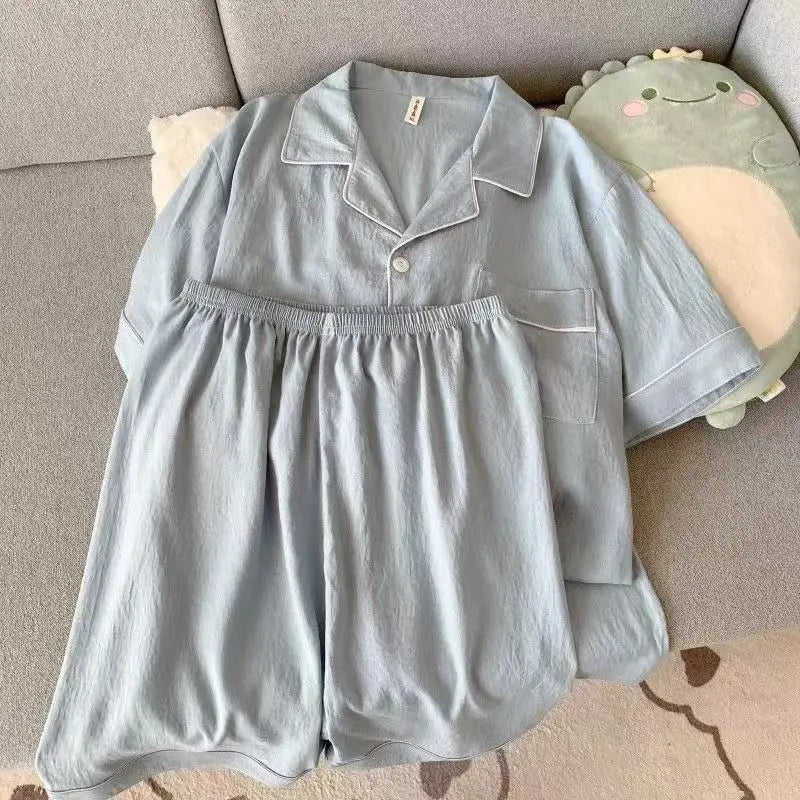 Pijama camisero liso para hombre de tejido fino