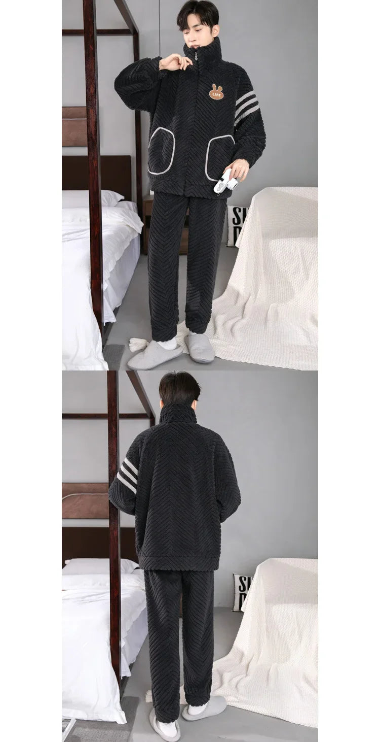 Pijama grueso para hombre con cierre