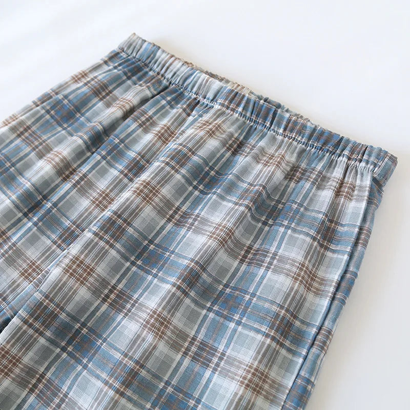 Pijama camisero de algodón para hombre a cuadros