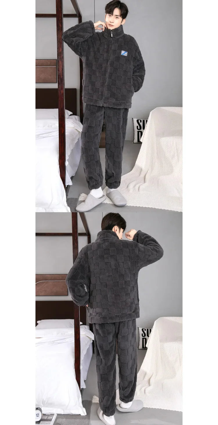 Pijama grueso para hombre con cierre