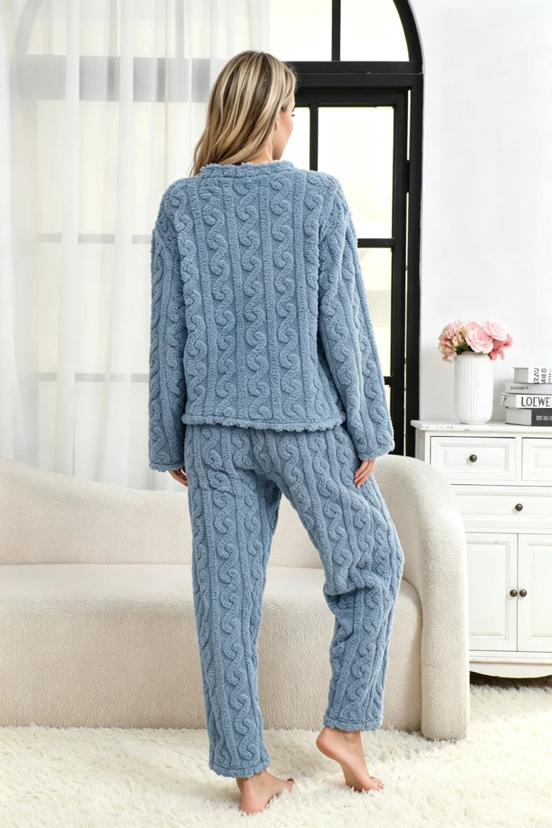 Pijama grueso para mujer con textura jacquard