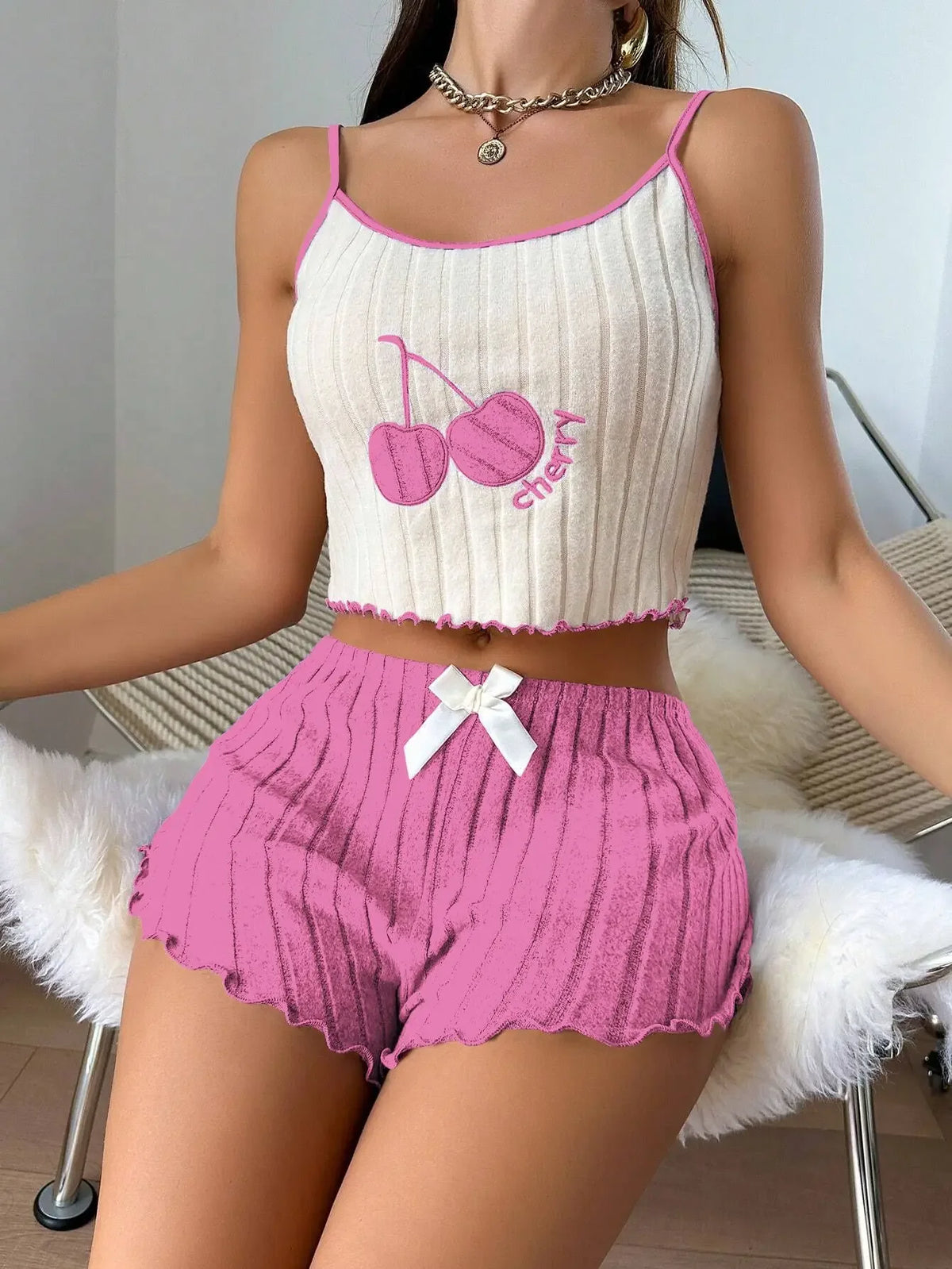 Pijama de verano sin mangas con short y dibujos