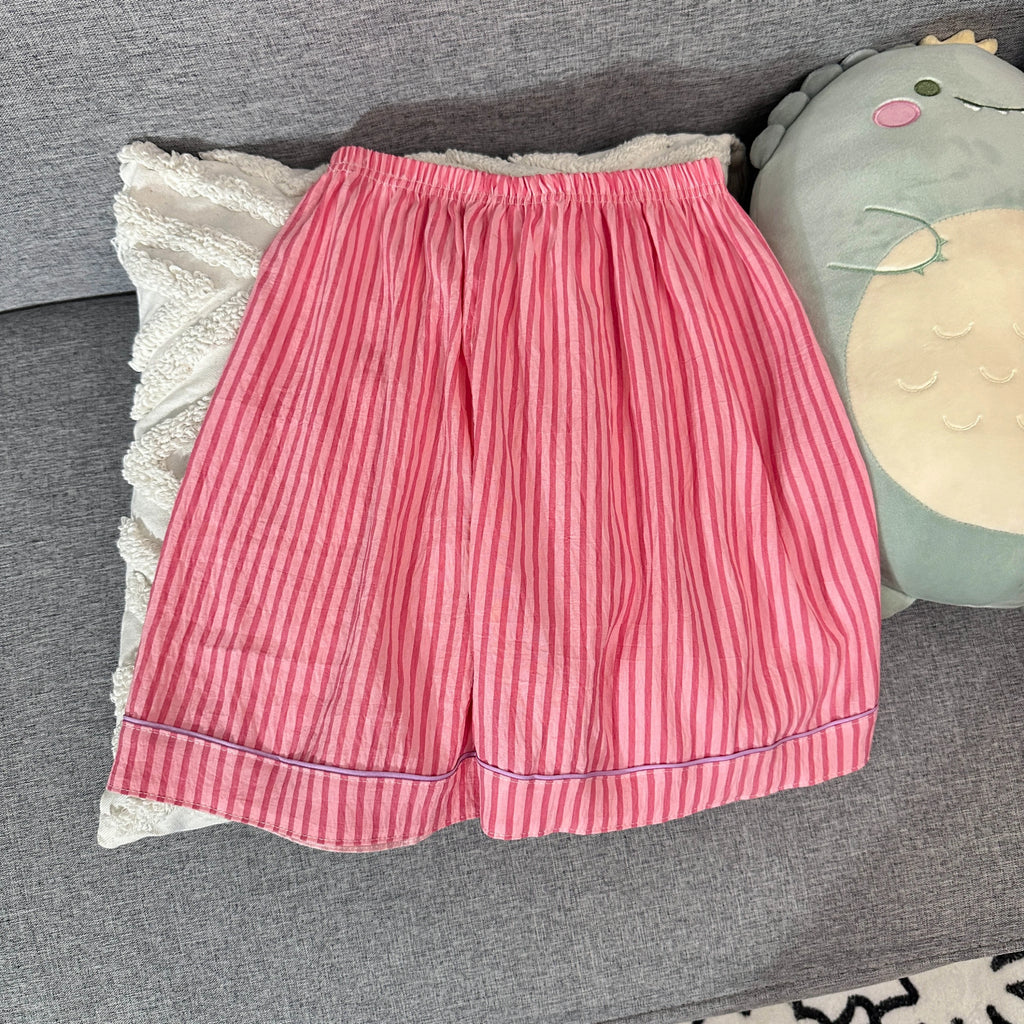 Pijama corto a rayas rojas de manga corta
