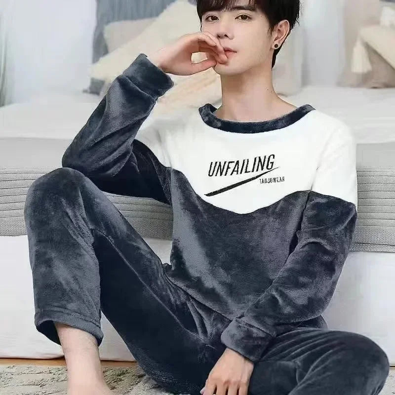 Pijama de franela estampada para hombre