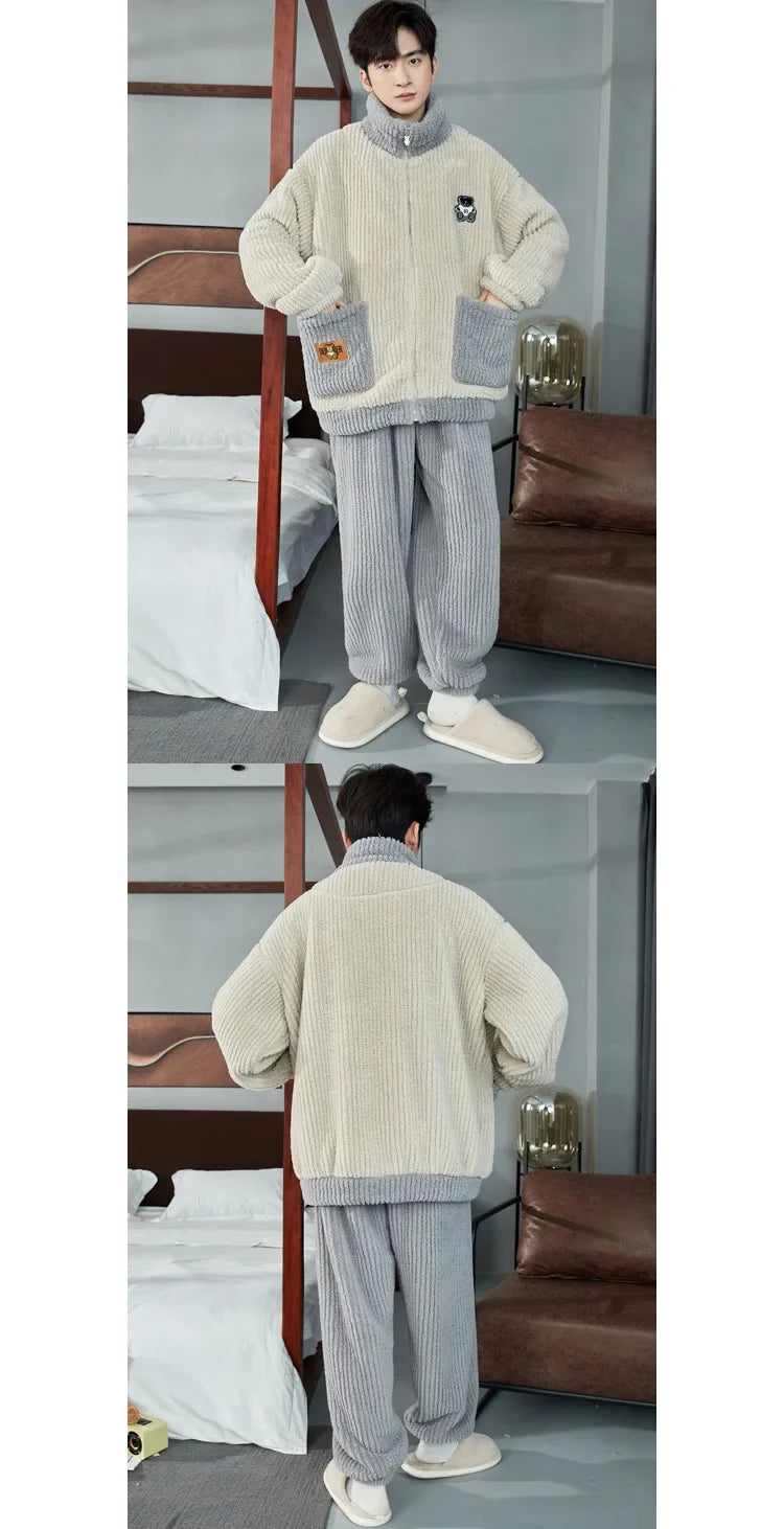 Pijama grueso para hombre con cierre