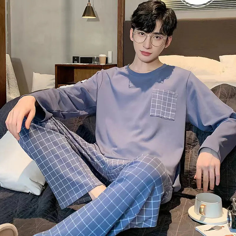 Pijama de punto para hombre con pantalón largo