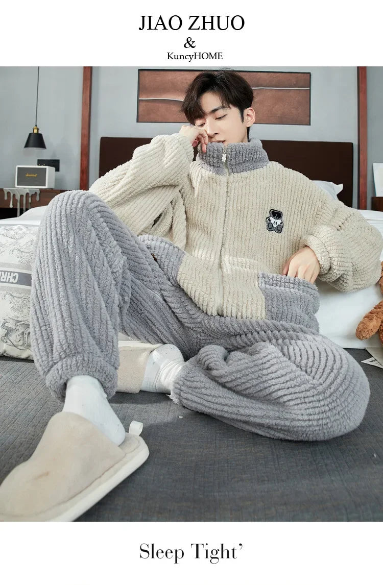 Pijama grueso para hombre con cierre