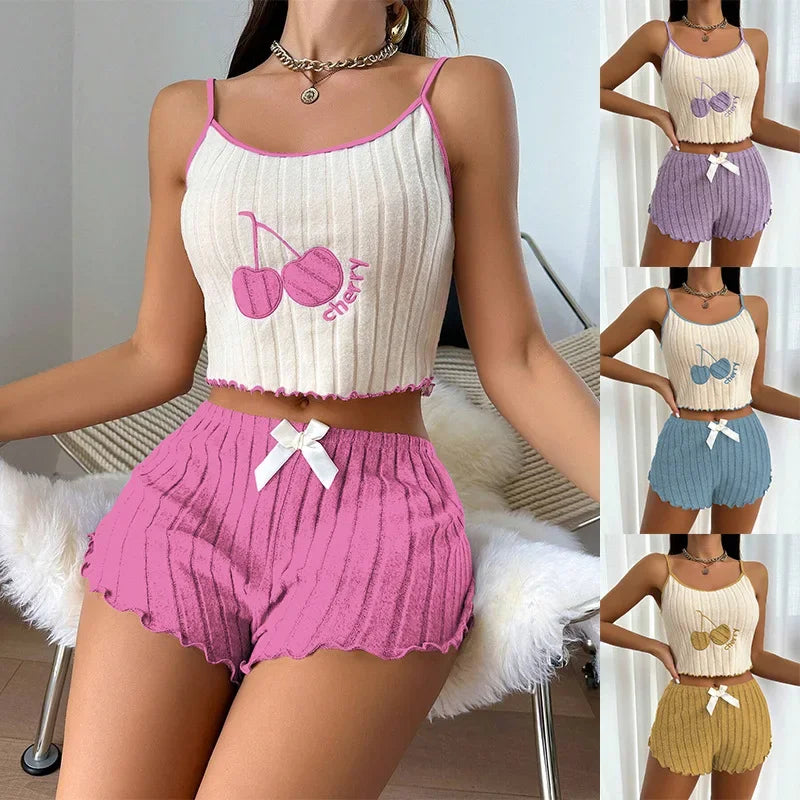 Pijama de verano sin mangas con short y dibujos