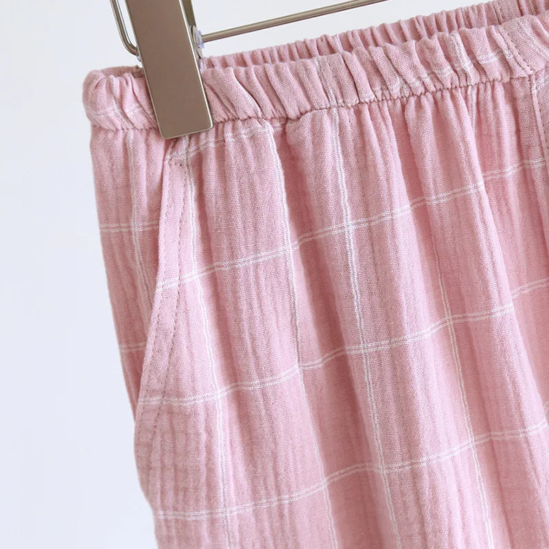 Pijama de algodón crepé a cuadros para adultos