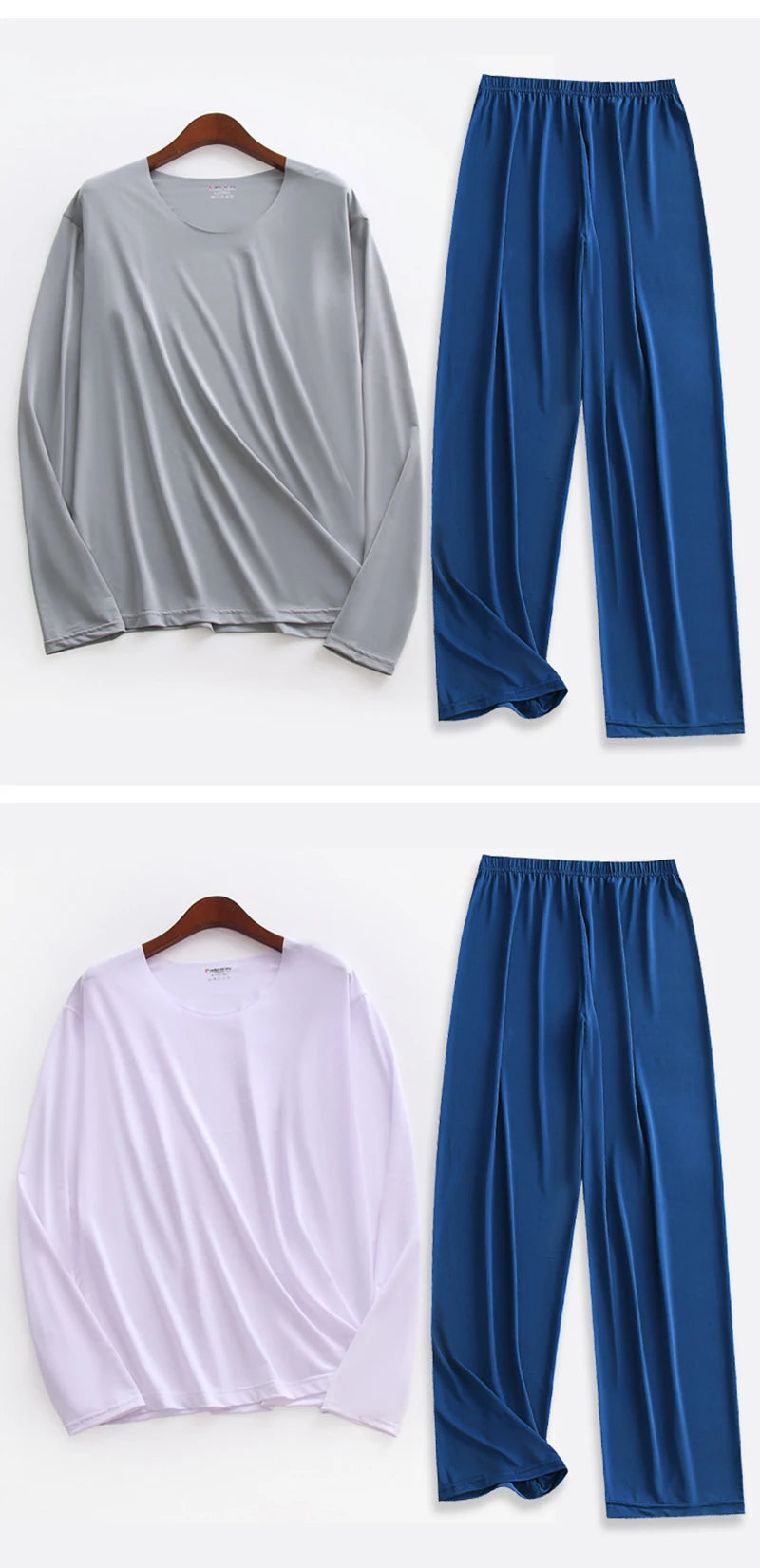 Pijama liviano para hombre con elastano y manga larga