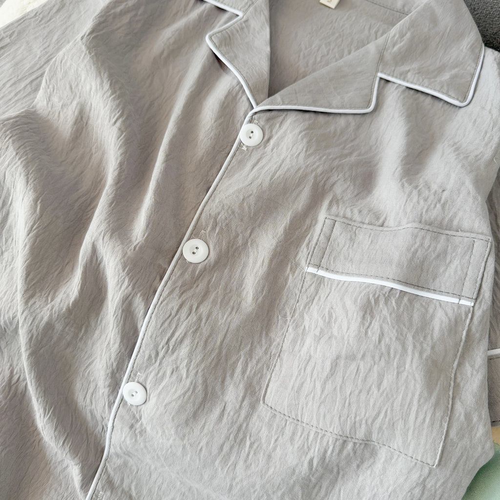 Pijama camisero liso para hombre de tejido fino