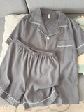 Pijama camisero liso para hombre de tejido fino