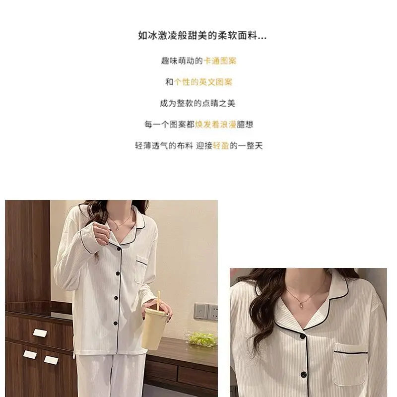 Pijama liso para mujer con solapas y pantalón al tobillo