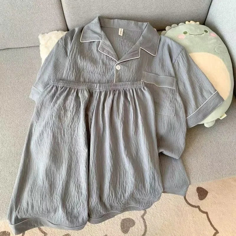 Pijama camisero liso para hombre de tejido fino