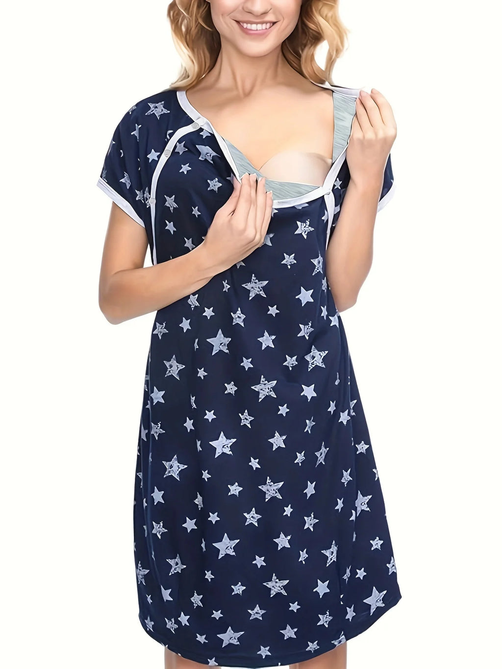 Camisón de maternidad y lactancia de manga corta