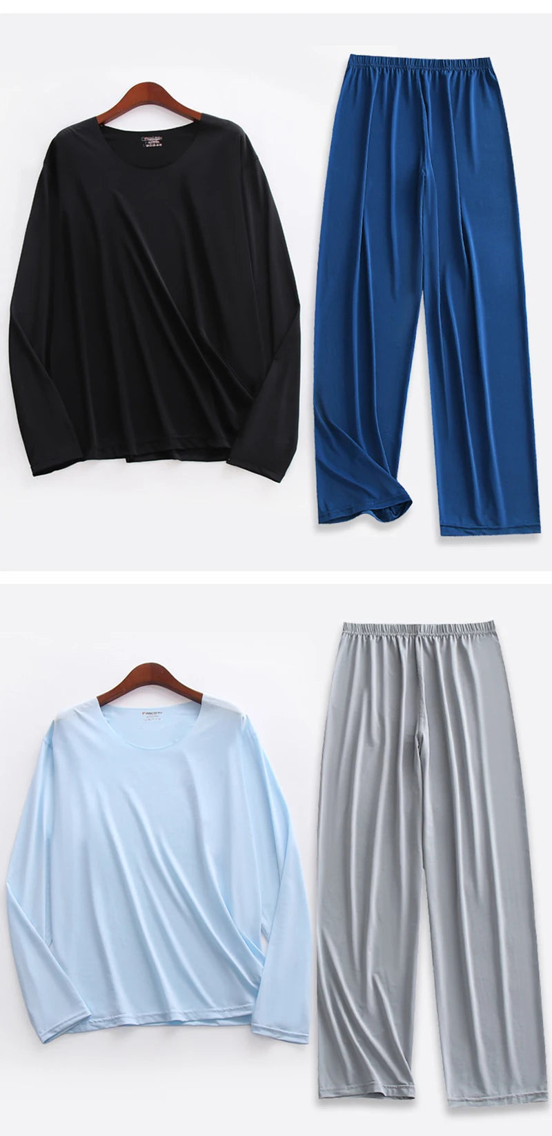 Pijama liviano para hombre con elastano y manga larga