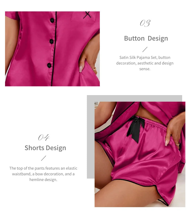 Pijama camisero corto con bolsillo y corazón bordado