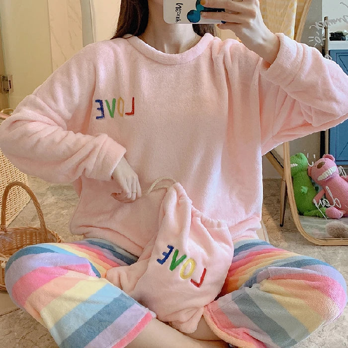 Pijama de invierno para mujer con osito y cuadros