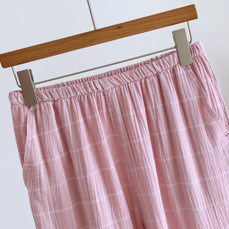 Pijama de algodón crepé a cuadros para adultos