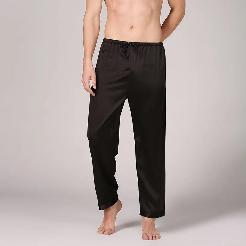 Bata de satén para hombre con cinturón y bolsillos