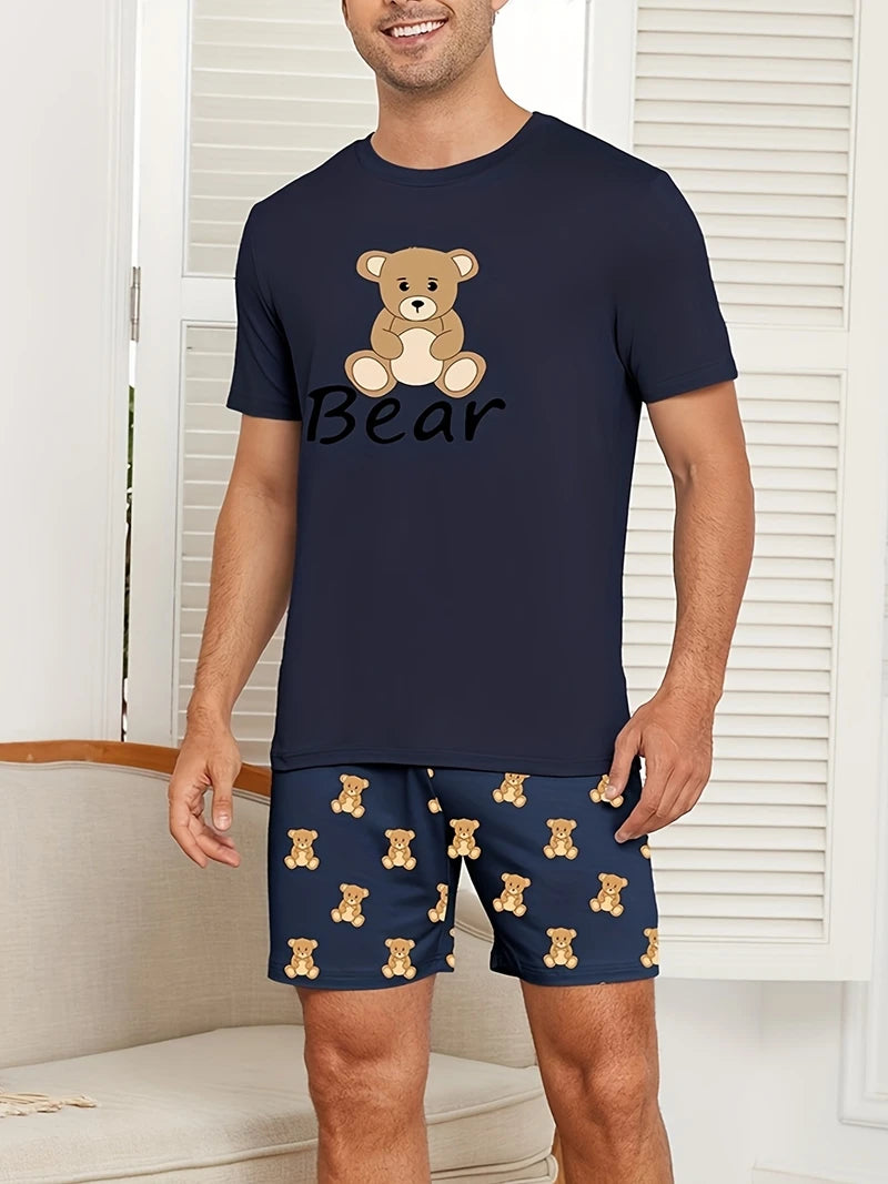 Pijama de remera y short a cuadros para hombre