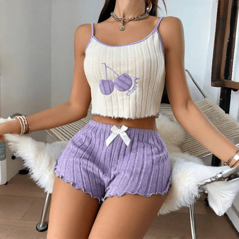 Pijama de verano sin mangas con short y dibujos