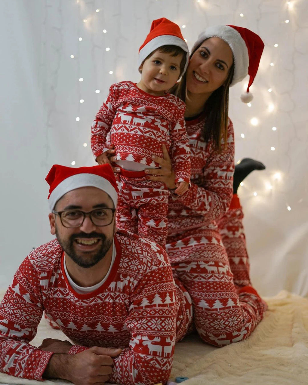 Pijama navideño familiar de manga larga