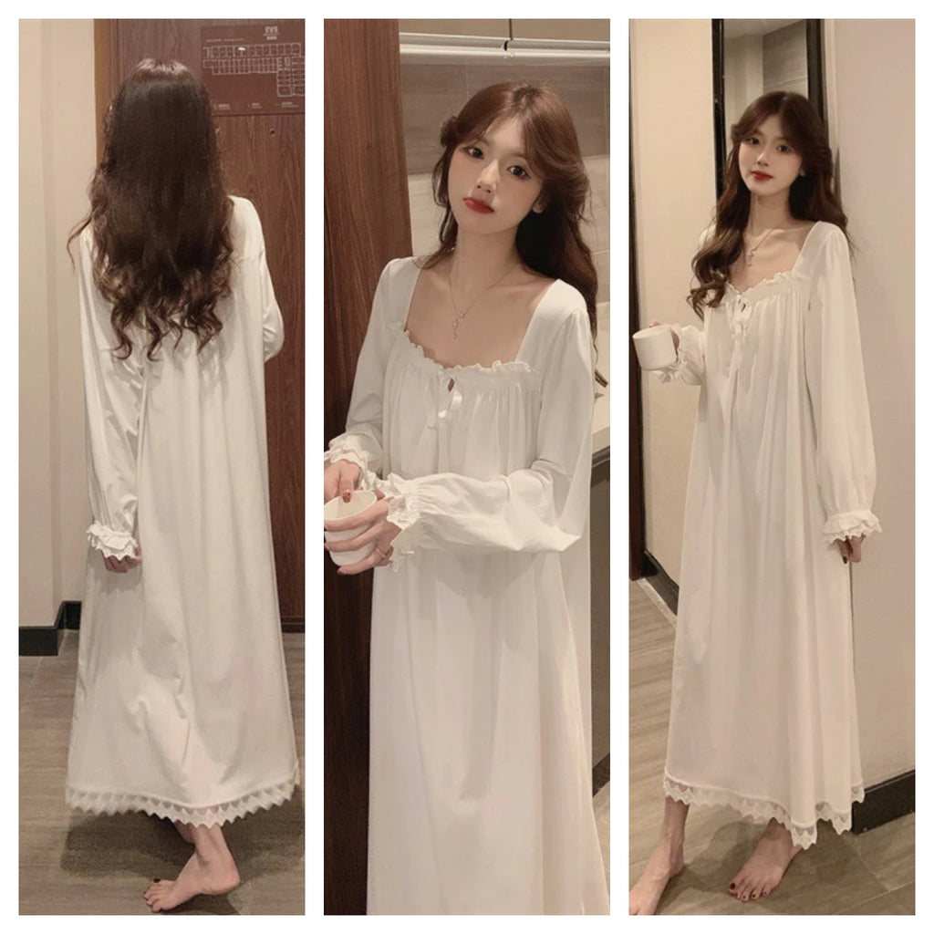 Camisón blanco estilo princesa con encaje