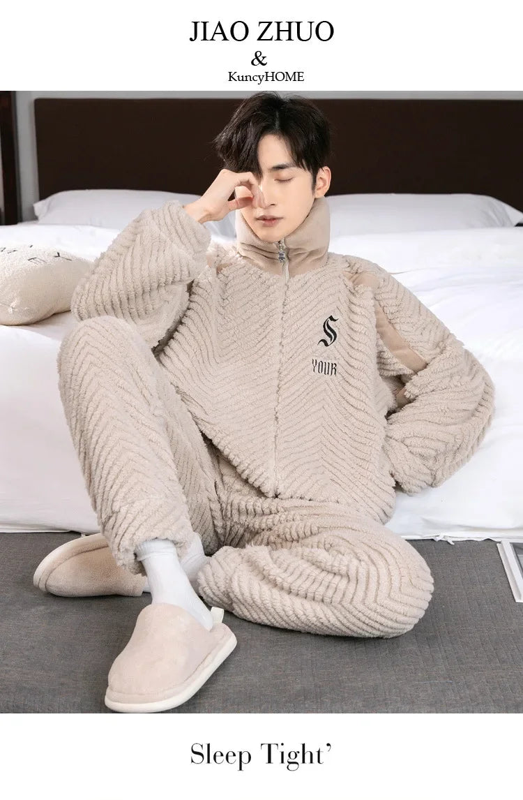 Pijama grueso para hombre con cierre