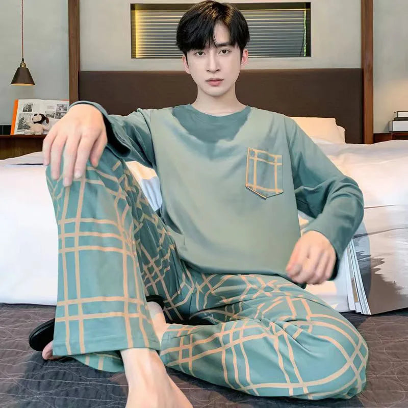 Pijama de punto para hombre con pantalón largo