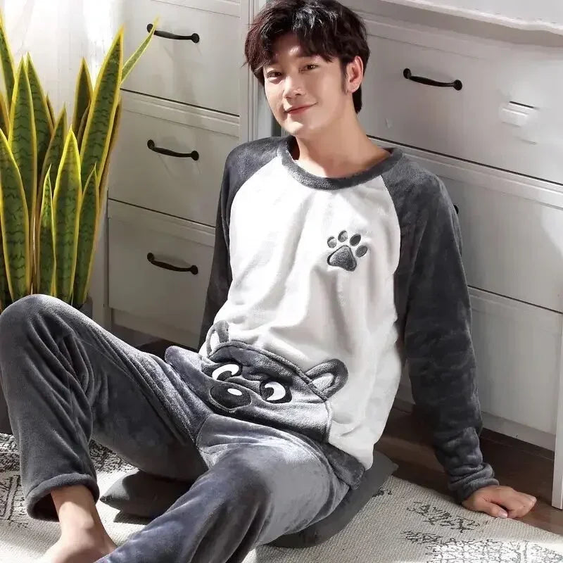 Pijama de franela estampada para hombre