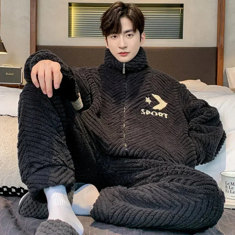 Pijama grueso para hombre con cierre