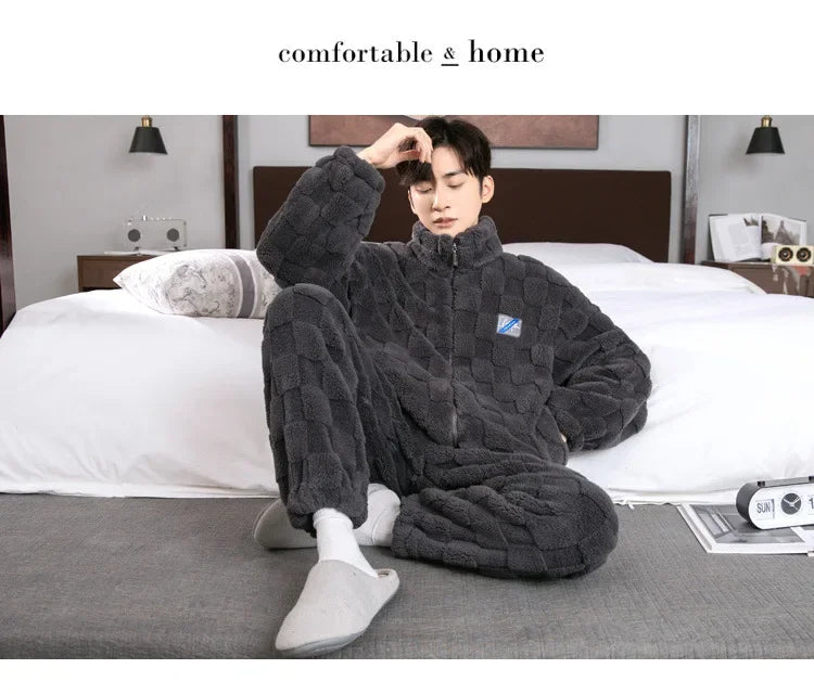 Pijama grueso para hombre con cierre
