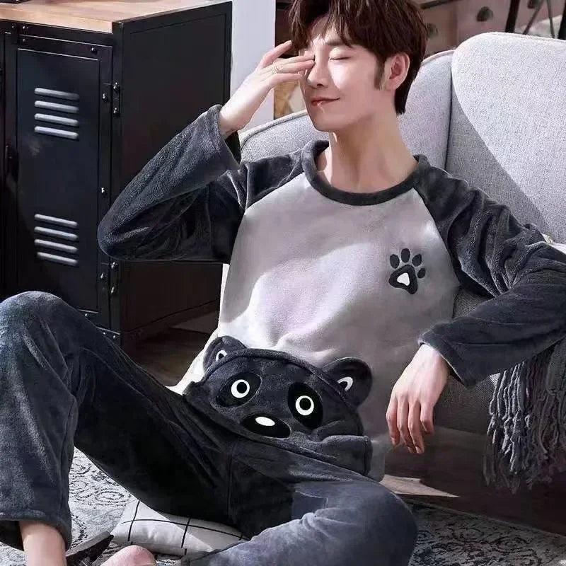 Pijama de franela estampada para hombre