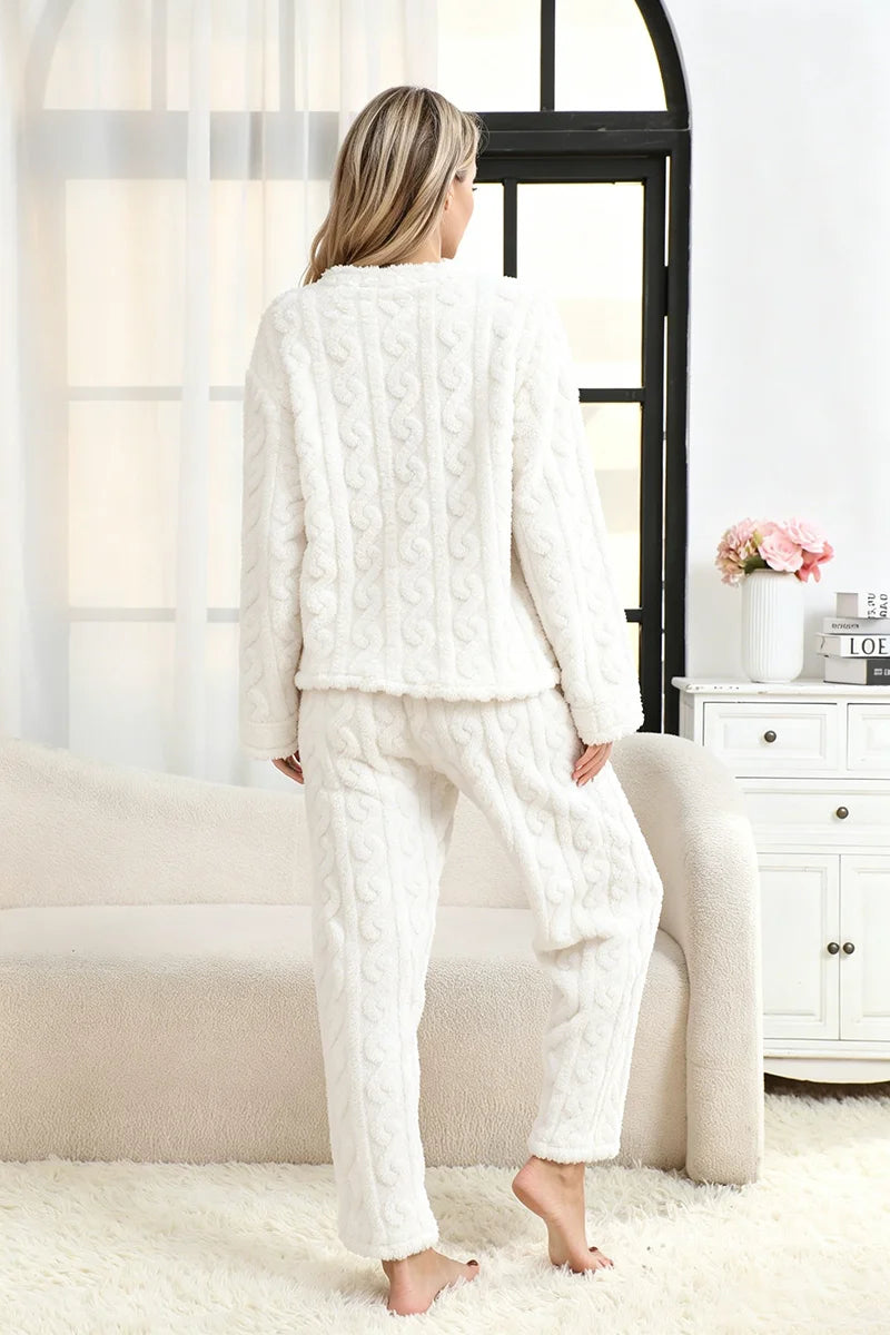 Pijama grueso para mujer con textura jacquard