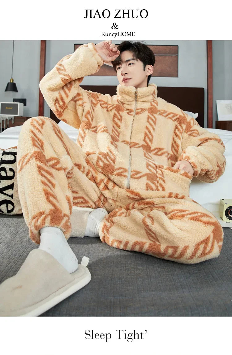 Pijama grueso para hombre con cierre