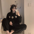 Pijama de polar para mujer con cuello redondo y variantes estampadas