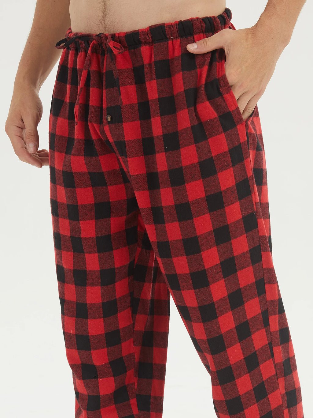 Pijama camisero de franela para hombre con bolsillos
