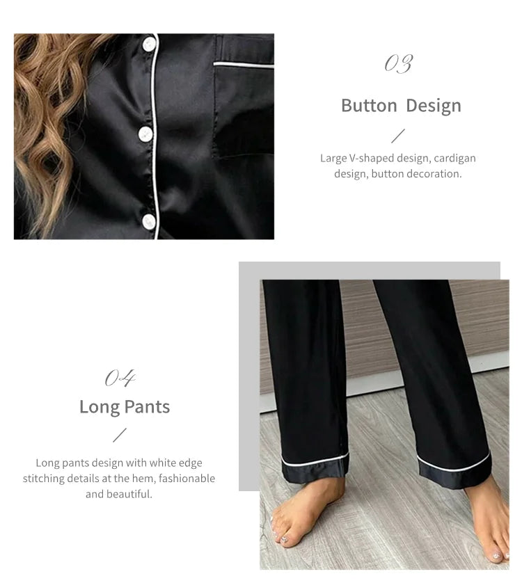 Pijama camisero de manga corta y pantalón satinado