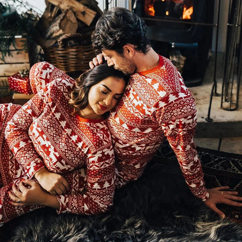 Pijama navideño familiar de manga larga