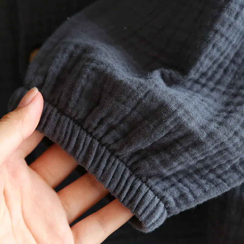 Pijama de algodón crepé a cuadros para adultos