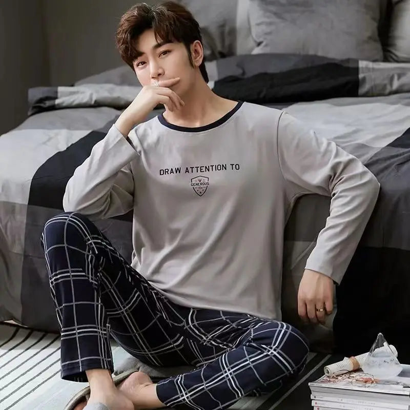 Pijama de punto para hombre con pantalón largo