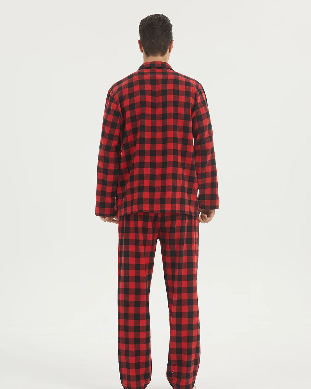 Pijama camisero de franela para hombre con bolsillos