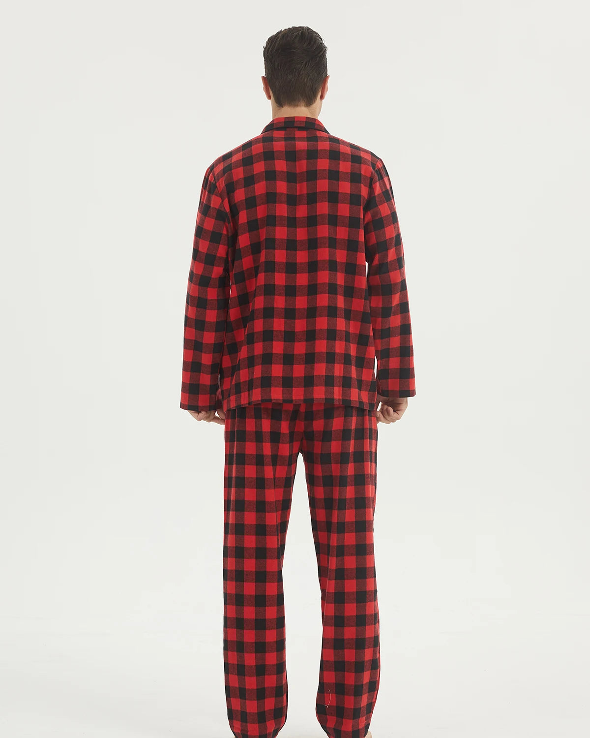 Pijama camisero de franela para hombre con bolsillos