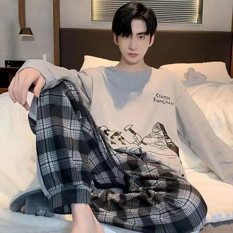 Pijama de punto para hombre con pantalón largo