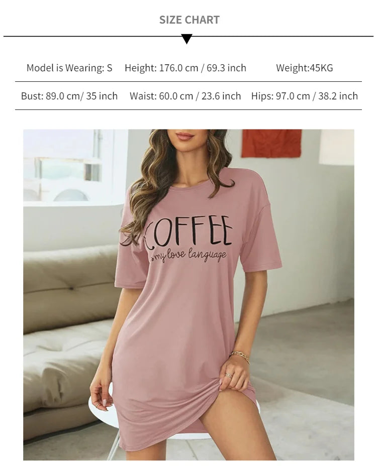 Camisón tipo remerón de manga corta estampado
